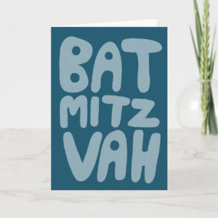 Blåskalet blått kort för bat mitzvah Anpassade