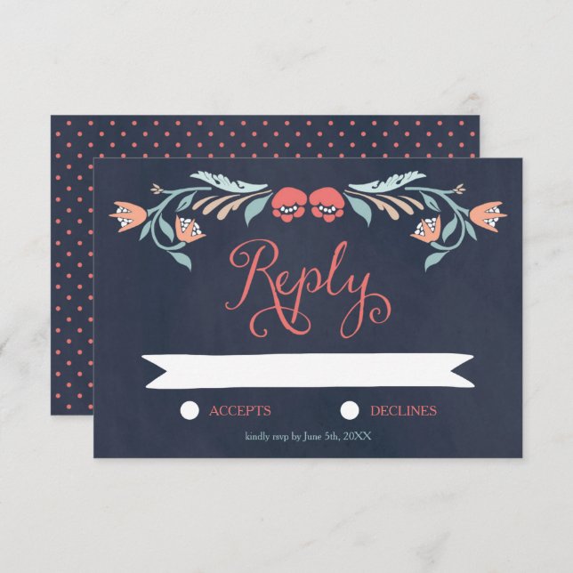 Blåskalig Blommigt för Elegant OSA Kort (Fram/baksida)