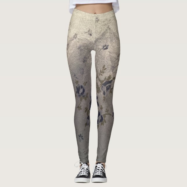 Blåskalig Blommigt Leggings (Framsida)