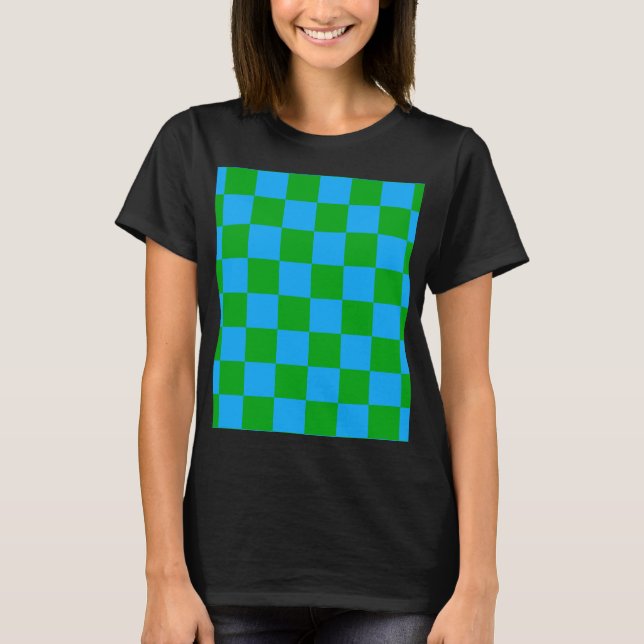 Blåskalig Grönt, kontrollerad Mönster T Shirt (Framsida)