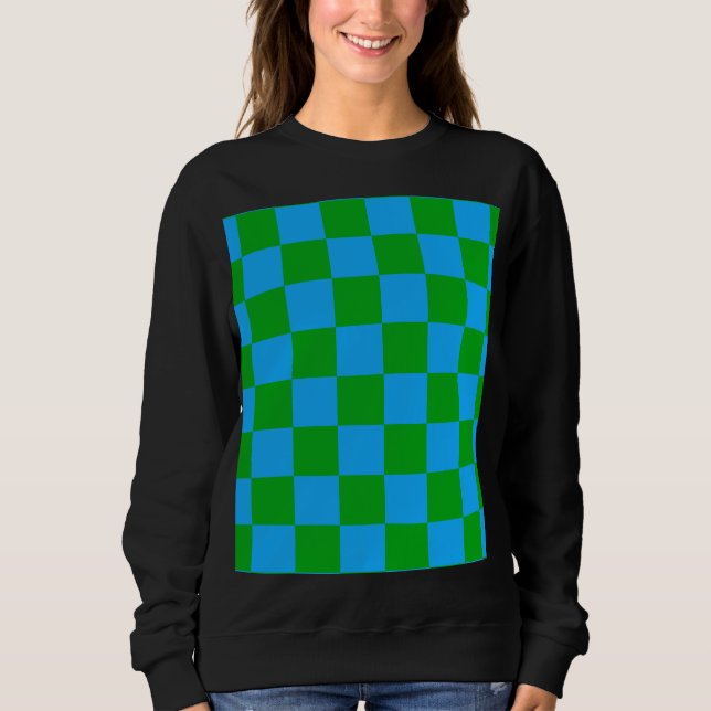 Blåskalig Grönt, kontrollerad Mönster T Shirt (Framsida)
