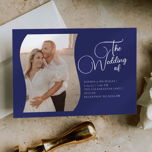 Blåskalig kallelse till minimalistiskt bröllop inbjudningar (Skapare uppladdad)