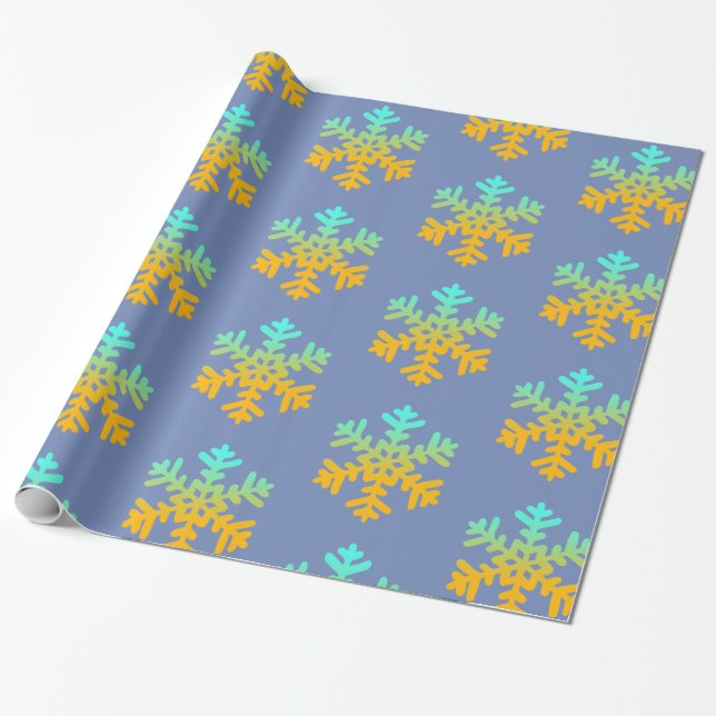 Blåskalig Snöflingor-vinter-insvällning papper Ora Presentpapper (Utrullad)