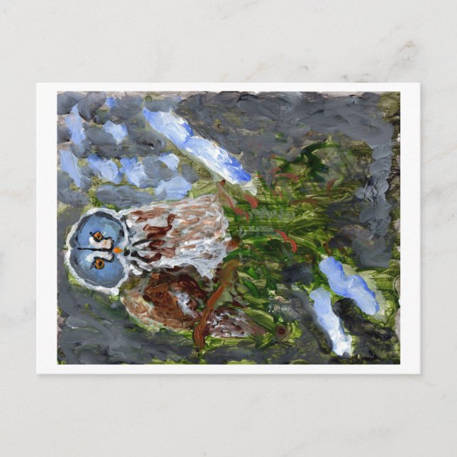 Blåskalig vykort i uggla (Framsida)