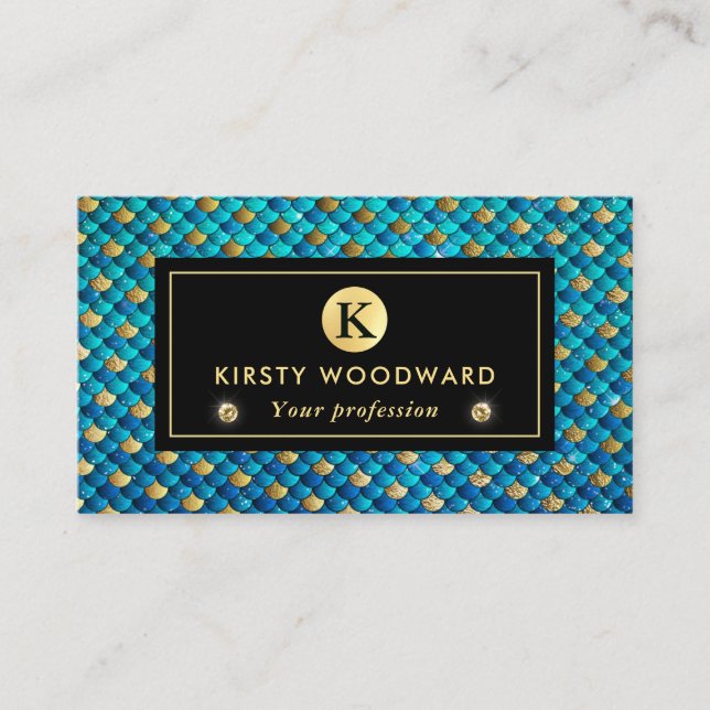 Blåskalor och Guld-Sjöjungfruar i Mönster Visitkort (Framsida)