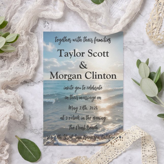 Blåskålssolnedgång Bröllopsinbjudan Inbjudningar (Skapare uppladdad)