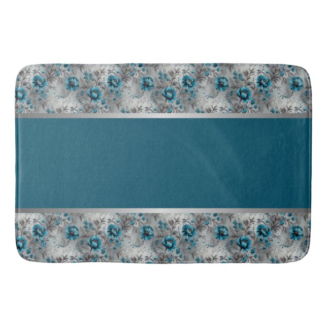 Blåskalv Blommigt Vibrant Bath Mat Badrumsmatta (Framsidan)