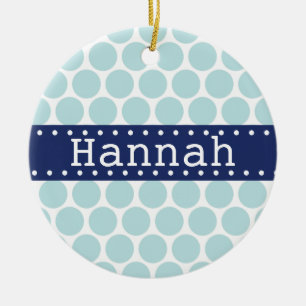 Blåskannern Light Blue Polka Dot Mönster Blue Bann Julgransprydnad Keramik