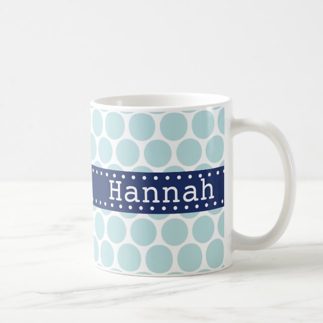 Blåskannern Light Blue Polka Dot Mönster Blue Bann Kaffemugg (Höger)