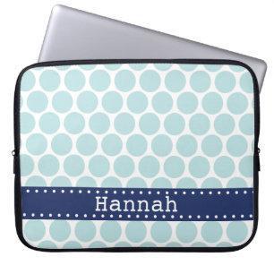 Blåskannern Light Blue Polka Dot Mönster Blue Bann Laptop Sleeve