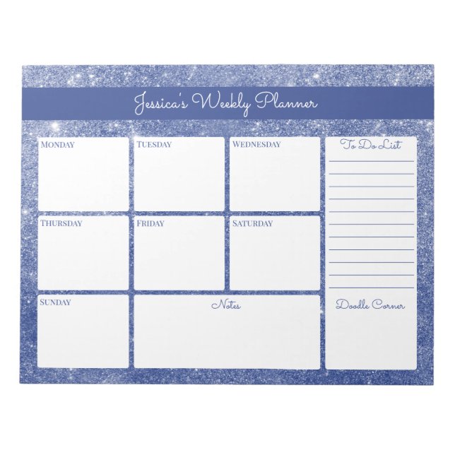 Blåskare Anpassningsbar Veckoplanering och Att gör Anteckningsblock (Framsida)