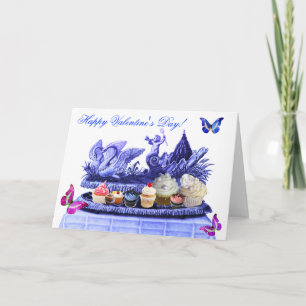 BLÅSKARIOT AV SVANAR OCH MUFFINSAR VALENTINS DAG HELGKORT