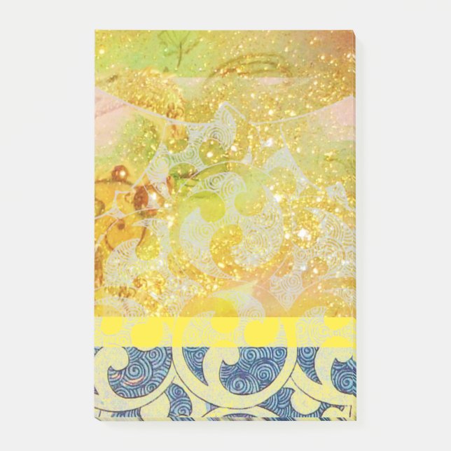 Blåskärmsdiagram med VINKARA/ljusa Gulter i Guld-m Post-it Block (Framsida)