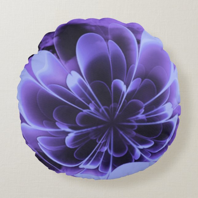 Blåskärmsfärgade Corolla Bent Up Petals Rund Kudde (Framsidan)