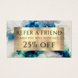 Blåskärmsfärgat vattenpass och guldfärgat referens visitkort