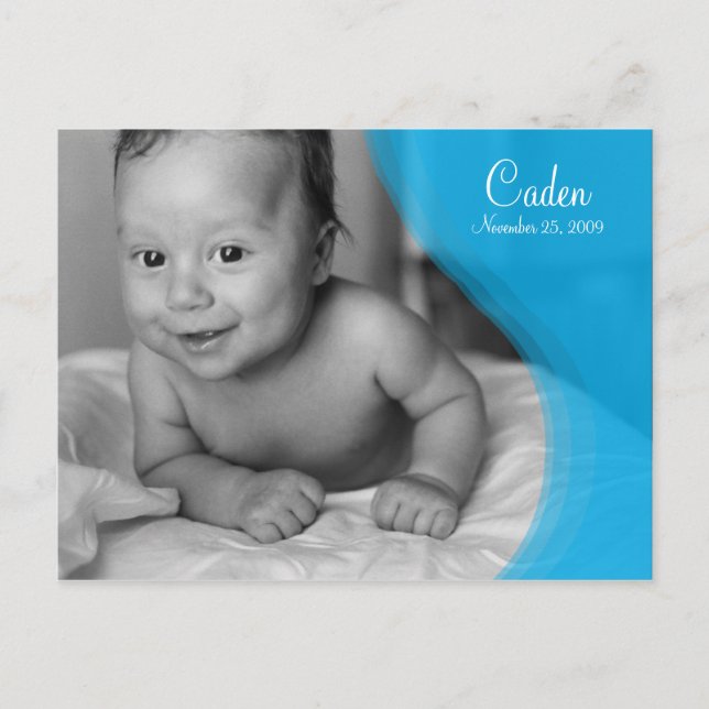 Blåskärmsfoto - födelsemeddelande meddelande vykort (Framsida)