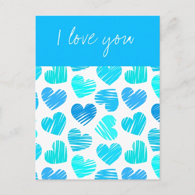 Blåskärmsliknande hjärtan vykort (Framsida)