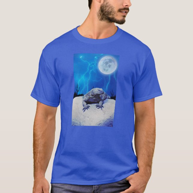Blåskärmsödla Dragon Reptile Fantasy Art Tee Shirt (Framsida)