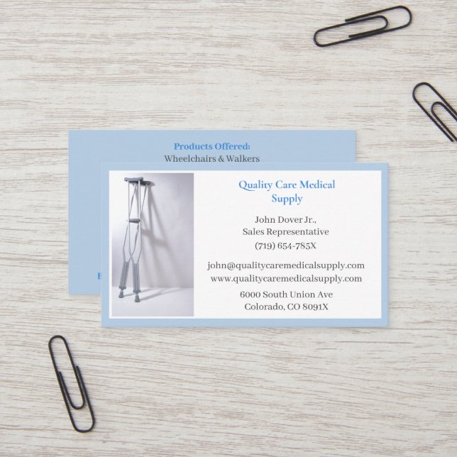 Blåskärmsutrustning för medicinsk vård visitkort (Fram/Back In Situ)