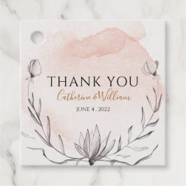 Blåskärpa Peach Blommigt Utandning Vattenfärg Gåvor Etiketter