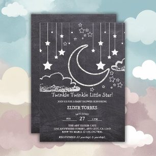 Blåskartat Twinkle Twinkle Little Star Baby Shower Inbjudningar