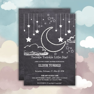 Blåskartat Twinkle Twinkle Little Star Baby Shower Inbjudningar
