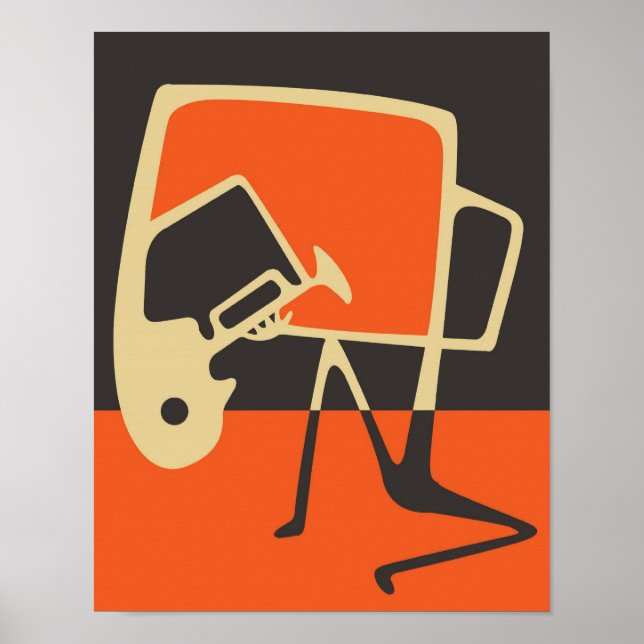 Blåsken och Jazz Saxophone Abstrakt Art Poster (Framsidan)