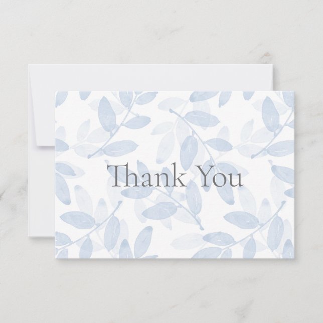 Blåskiktad vattenfärg Löv Mönster Tack Kort (Framsida)