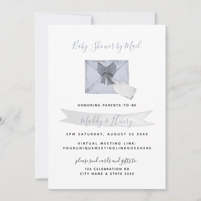 Blåskiss efter Virtuell e-post, lång Avstånd Inbjudningar (Framsida)