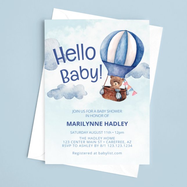 Blåskiss för hej Baby Nalle Inbjudningar (Skapare uppladdad)