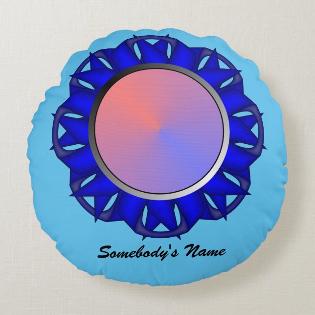 Blåskivan med Kenneth Yoncich Rund Kudde (Framsidan)