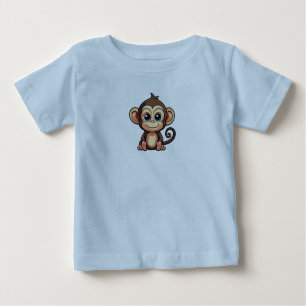 Blåskjorta med liten utskrift av Cute Monkey T Shirt