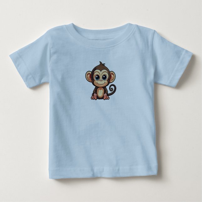 Blåskjorta med liten utskrift av Cute Monkey T Shirt (Framsida)