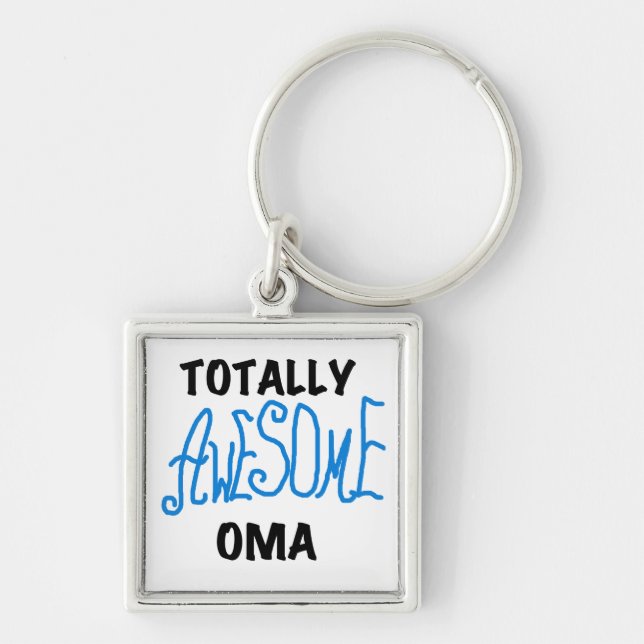 Blåskjortor och T-skjortor Fantastisk totalt Fyrkantig Silverfärgad Nyckelring (Framsidan)