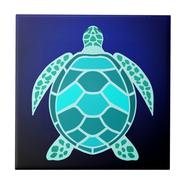 Blåsköldpaddor, sköldpaddor, keramiska plattor, bl kakelplatta (Framsidan)