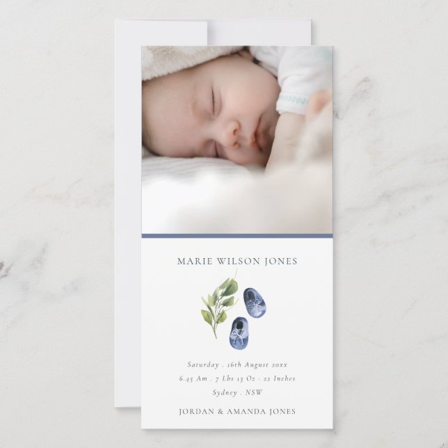 Blåskor Foliage Photo Baby Birth Announcement Tack Kort (Framsida)