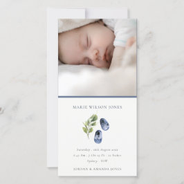 Blåskor Foliage Photo Baby Birth Announcement Tack Kort