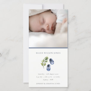 Blåskor Foliage Photo Baby Birth Announcement Tack Kort