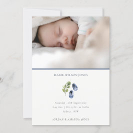 Blåskor Foliage Photo Baby Birth Announcement Tack Kort