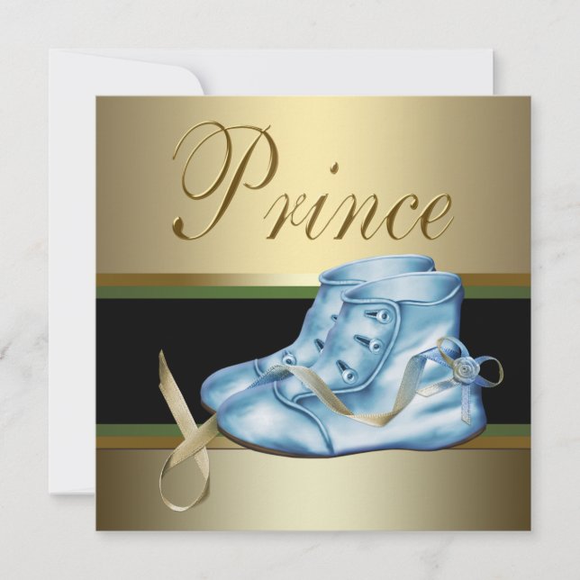 Blåskor Guld Krona Prince Baby Shower Inbjudningar (Framsida)
