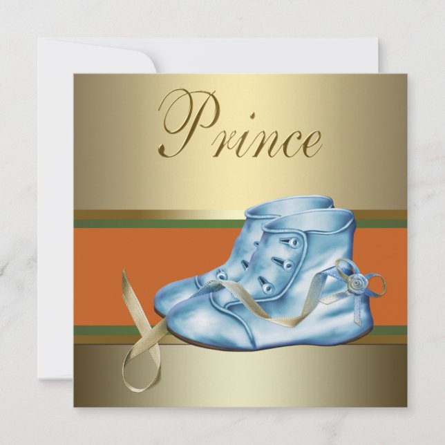 Blåskor Guld Krona Prince Baby Shower Inbjudningar (Framsida)