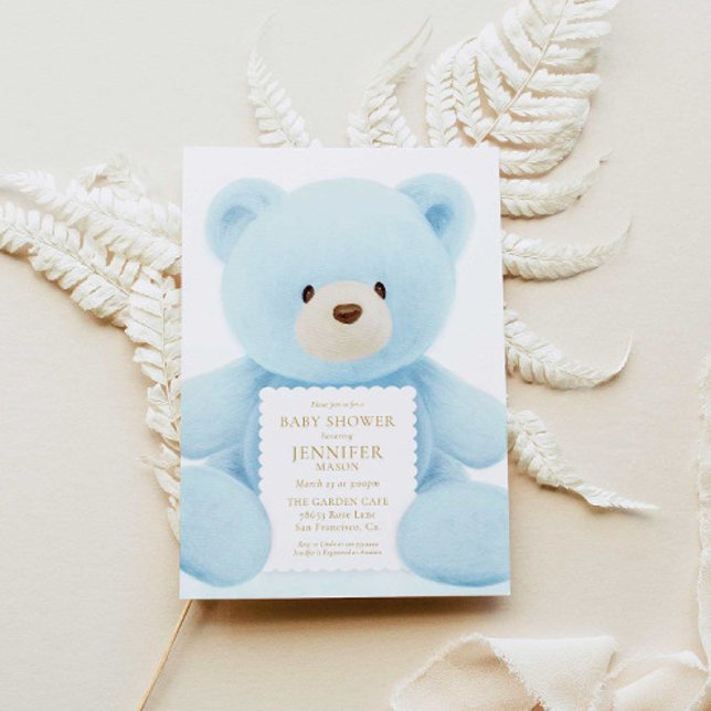 Blåskorgsjuvinbjudan till Blue Nalle Boy Shower Inbjudningar (Skapare uppladdad)