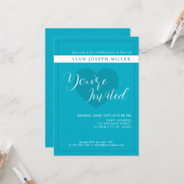 Blåskribentinbjudan till Bright Rik Himmel Birthda Inbjudningar