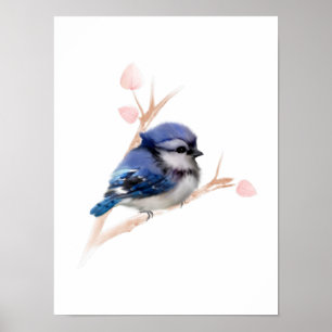 Blåskrika Fågel Postertryck Poster