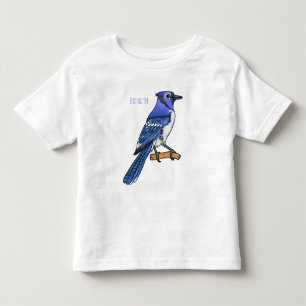 Blåskrika fågel tecknad illustration t shirt