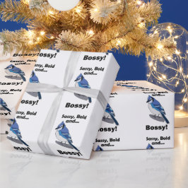 Blåskrika fräck djärv bestämd fågel födelsedagsfes presentpapper