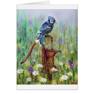 Blåskrika: fridsam Perch Hälsningskort