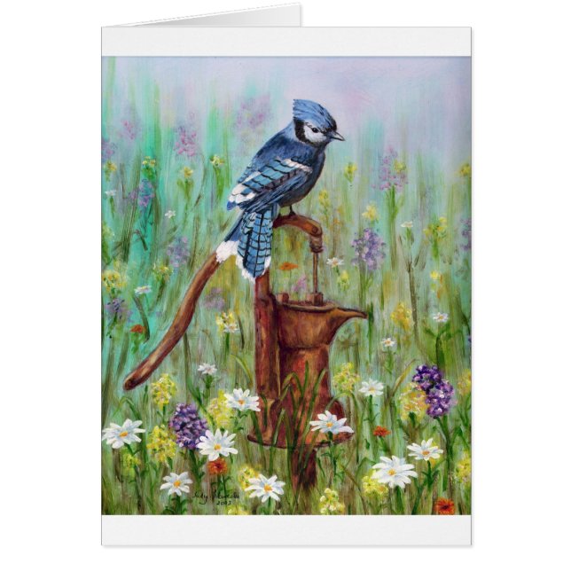 Blåskrika: fridsam Perch Hälsningskort (Framsidan)