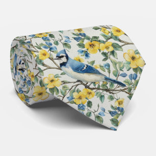 Blåskrika i gula blommor slips