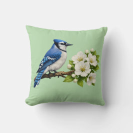 Blåskrika med vita blommor kudde